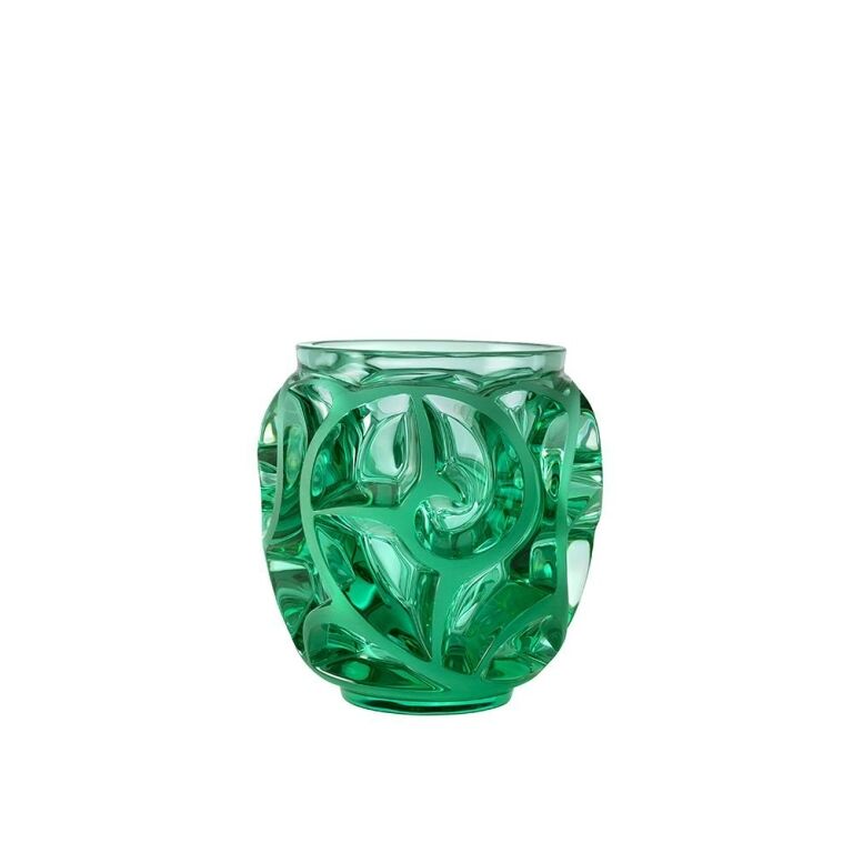 vase tourbillon petit modèle en cristal vert menthe Lalique