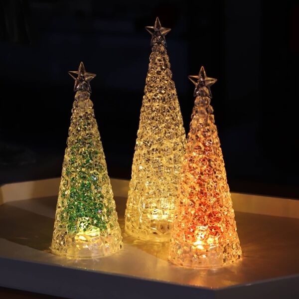 Coffret de 3 Sapins lumineux acrylique (Large blanc + small vert & rouge) 2 coffret sapin lumineux vessiere 1