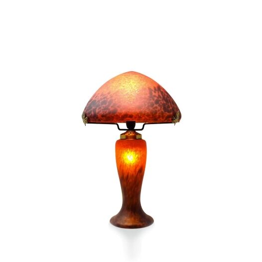 Lampe-champignon-pate-de-verre-rouge